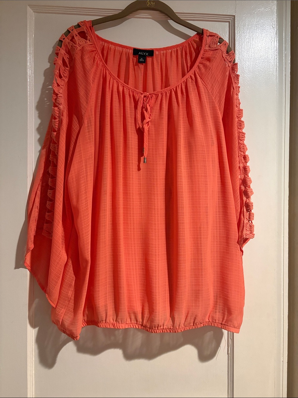 ALYX Coral Crochet-Trim Peasant Blouse